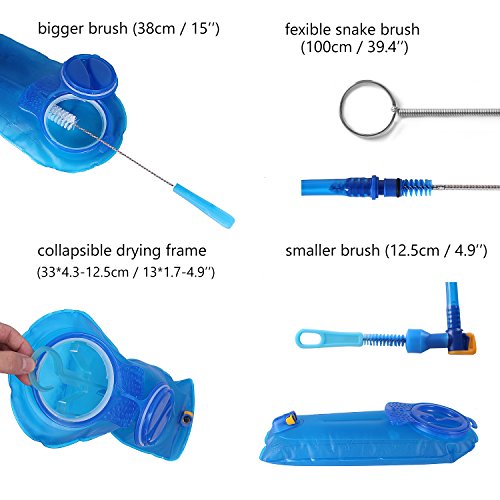 Unigear Hydration Bladder Water Reservoir 1.5L-3L for Hiking Backpack - color: Blue with Cleaning kit, size: 101.4 Ounces