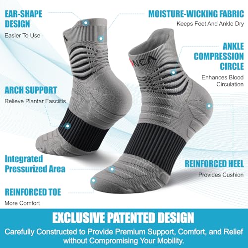 NEENCA Professional Compression Socks for Women Men Circulation, 20-30 mmHg - color: Gray Black, size: XX-Large