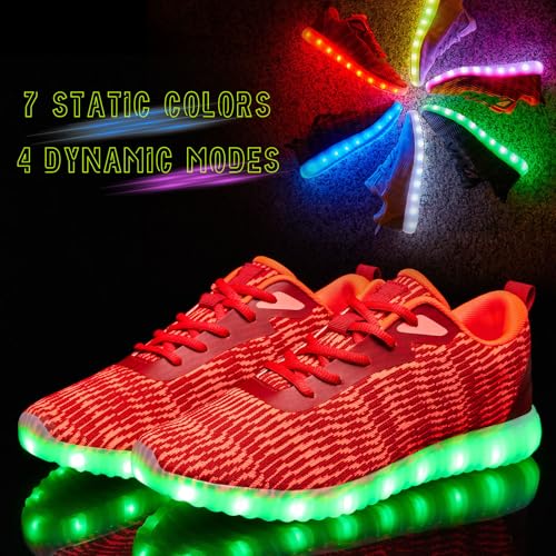 Light Up Shoes for Women Men, LED Sneakers USB Charging Unisex Adult Glow Party Cool Dancing Shoes - color: Red, size: 5 Women/4 Men