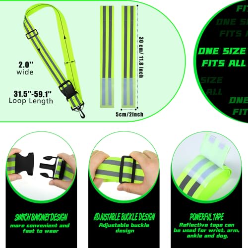 Saintrygo 6 Pcs Reflective Sash for Walking at Night Reflective Strap Arm Band High Visibility Belt Safety Ankle Strap for Visibility Vest Clothing Running Gear - color: Fluorescent Green