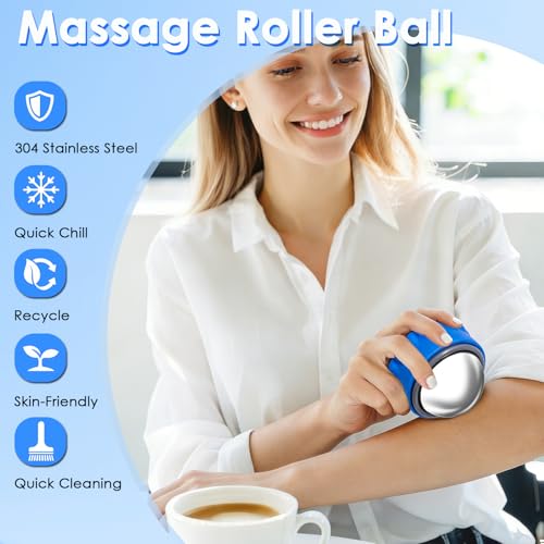 Massage Ice Roller Ball Cold & Heat Therapy Pain Relief Myofascial Release - color: Blue
