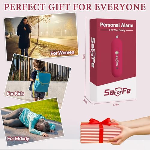 Personal Safety Alarm - Waterproof Rechargeable Security Alarm - 140dB Extra Loud Siren & Strobe Light - Self Defense Keychain - Gift for Women, Teenagers, College Girls, Seniors (Burgundy) - color: Burgundy