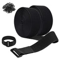 2 Rolls 26FT 2 inch Wide Cable Straps with 20 Buckles, Heavy Duty Nylon Hook and Loop Straps for Fastening Securing, Reusable Cut-to-Length Molle Straps for Organizer or Storage, Black - size: 2 in x 26 ft (2 Rolls)