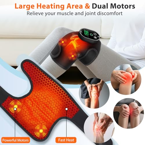 Cordless Knee Heating Pad, Heated Knee Massager with Vibration FSA Eligible - color: Black(pair)