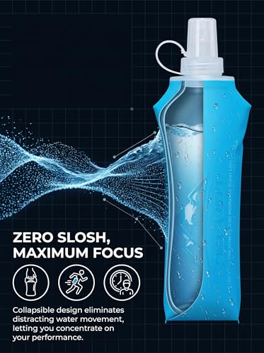 Zelvot Running Vest Collapsible Water Bottle, TPU 500ml Soft Flask (Blue) - color: Blue, size: 16.9 Ounces