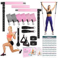 Pilates Bar Kit with Resistance Bands, Multifunctional Yoga Pilates Kit - color: Pink