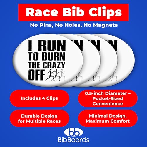 BibBoards bibSNAPS Race Bib Clips, I Run to Burn, 4 Pack - color: I Run To Burn