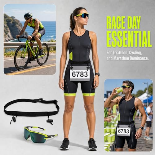 BRBASAP Race Belt Adjustable Lightweight Bib Holder Running Strap Comfortable Triathlon Number Carrier For Marathon Cycling Jogging Racing Events Adults