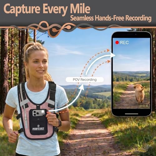 Running Hydration Vest with POV Camera Phone Pocket — Includes 1.5L Water Bladder — Zero-Bounce Stability, Adjustable Straps — Lightweight Reflective Hiking Backpack for Women & Men - color: PINK