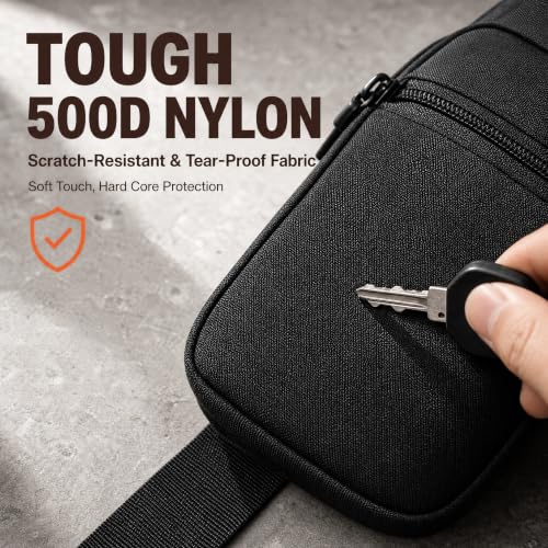 Simptech Crossbody Sling Bag - RFID Blocking Anti-Theft Chest Pack - 500D Nylon Fanny Pack, Hidden Pocket & Cut-Resistant Strap for Running, Travel & Everyday Workout - color: Black Plus