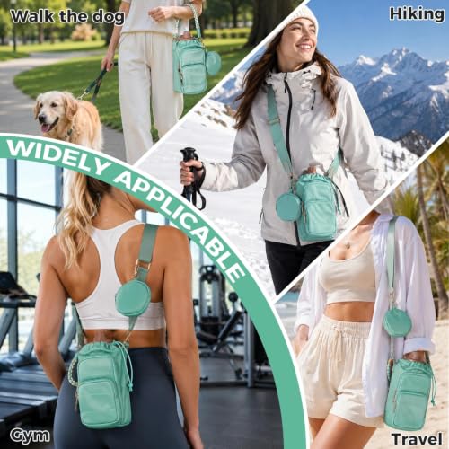 Crossbody Water Bottle Bag with Shoulder Strap for Women,Green - color: Green
