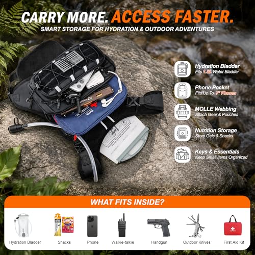 BECOJADDE Running Vest for Men with 2L Water Bladder Tactical Hydration Backpack Adjustable Lightweight Chest Pack for Marathon Hunting Cycling - color: Black