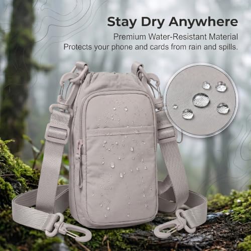 Water Bottle Holder with Strap, Crossbody Sling Bag for Walking Hiking - color: Off-white Gray