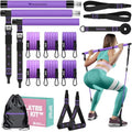 Pilates Bar Kit with Resistance Bands, Pilates Workout Equipment for Women - color: Purple