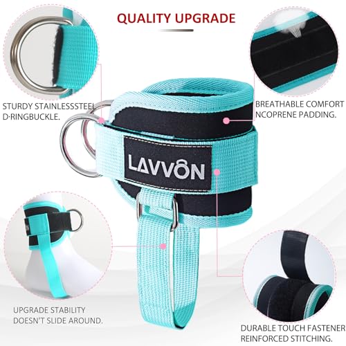 Ankle Straps for Cable Machines Kickbacks - Glute Workout Cuffs Padded - color: Mint