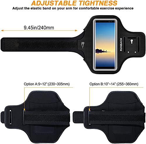 Armband for Galaxy Note 20/10+/9/8,Sweatproof Running Exercise Bag with Fingerprint Touch/Key Holder and Card Slot for Galaxy Note 20/10+/9/8(Black)