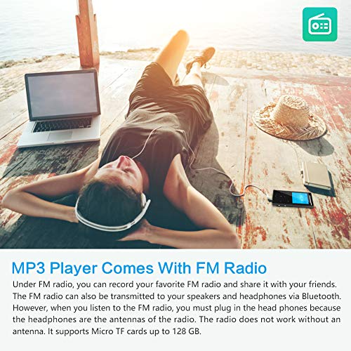 MP3 Player 64GB with Bluetooth Sport Armband,FM Record,Shuffle Play,Line-in rip Music,Voice Record,HiFi,Multifunction,Metal Shell