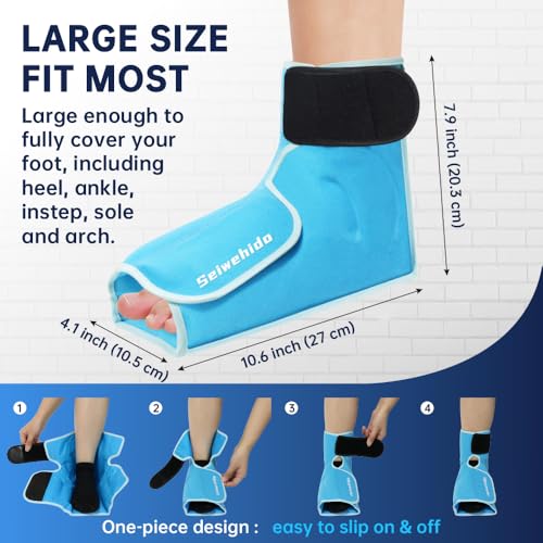 Ankle Ice Pack Wrap for Foot Heel Swelling Pain Relief, Reusable Large Hot Cold Gel Pack for Sprained Ankle, Achilles Tendonitis, Arthritis, Plantar Fasciitis, Post-Surgery, Sports Injury(Blue,1PCS) - color: Light Blue