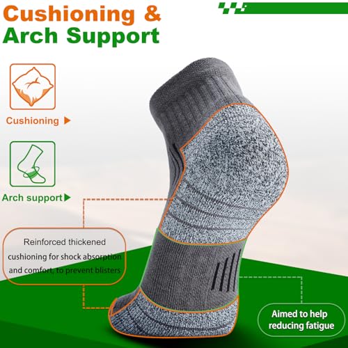 Compression Ankle Socks - Cozy Cushioned Hiking Running for Men Women - Thick Warm Durable - color: Grey, size: XX-Large