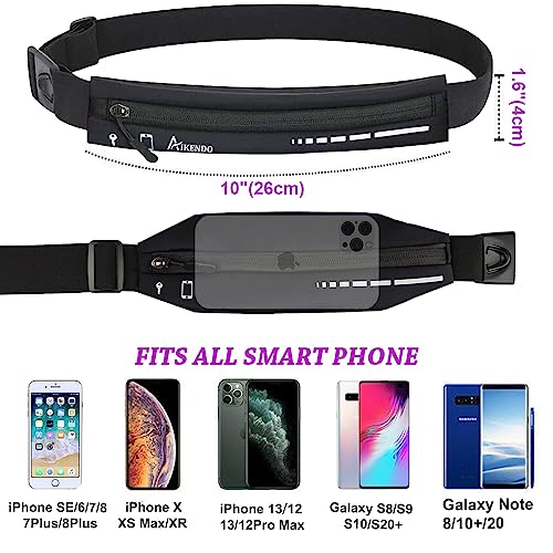 AIKENDO Slim Running Belt for Women Men,Runners Fanny Pack Phone Holder - color: Light Gray