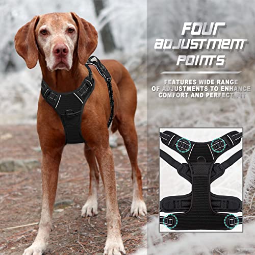 BARKBAY Dog Harness No Pull for Medium Sized Dog Front Back Clips,Dog Vest - color: Black, size: Medium(Chest:22.5-28")