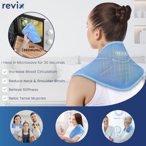 REVIX Neck Ice Pack Wrap – Reusable Hot Cold Gel Pack for Neck and Shoulder - style: Neck Blue-1 Pack