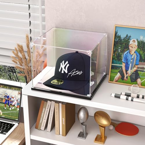 KOLIPI Hat Display Case for Baseball Caps, Acrylic Box 8.7x7.9x7.1 in - size: 8.7 x 7.9 x 7.1 inches