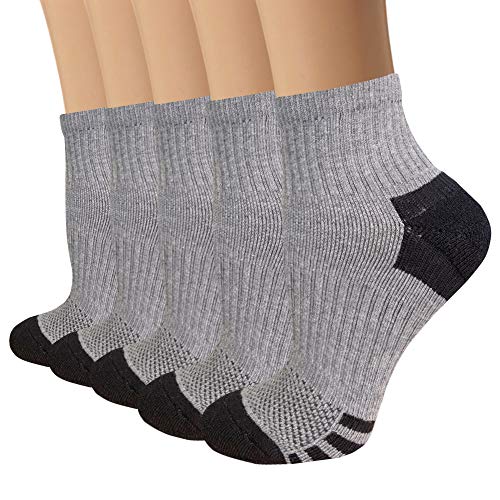 Iseasoo Ankle Compression Socks for Women Men, 5 Pairs Copper Running Socks - color: A03 - Gray, size: Small-Medium