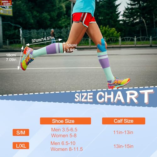 Compression Socks for Women Men - color: Color Blocking