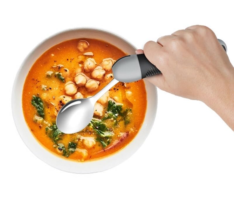 Weighted Utensils for Tremors & Parkinson's, Adaptive Eating Aids (Black) - color: Black