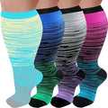 4 Pairs Plus Size Compression Socks,Extra Wide Calf - color: Red/Dark Blue/White/Light Blue, size: 4X-Large