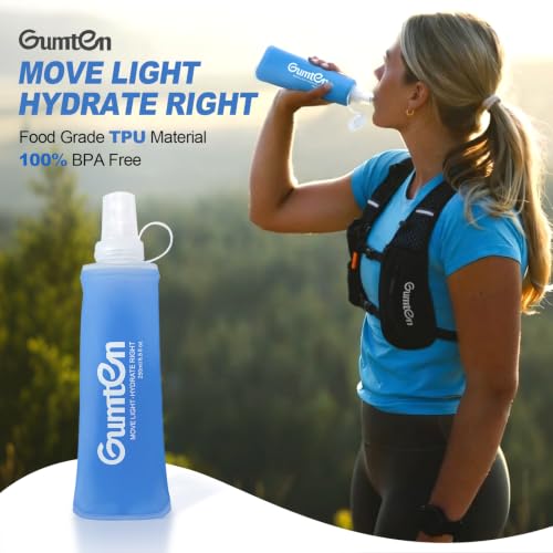 2 Pack Soft Flask 250ml TPU Collapsible BPA-Free Soft Water Bottle for Hydration Pack Running Vest Marathon Hiking Cycling (Dark Blue) - color: 2pcs, 250ml Dark Blue