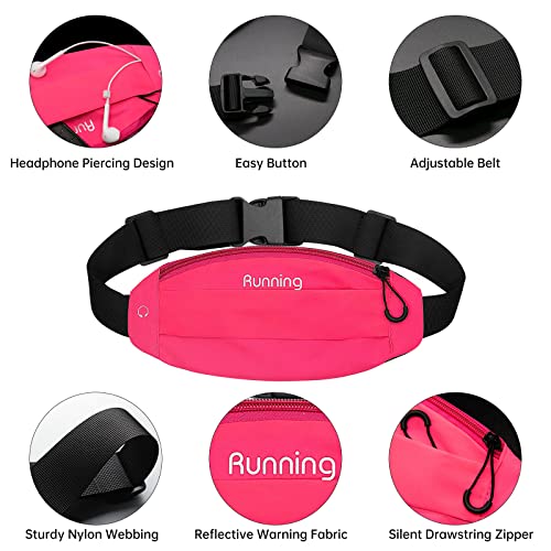 Long Keeper Running Reflective Belt Women Men Sport Walking Waist Pack Phone Holder Travelling Hiking Workout Gym Fanny Pack (Rose Red) - color: Rose Red