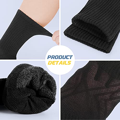 Felicigeely Athletic Crew Socks Cushioned Breathable for Men & Women 6 Pack - color: Black, size: 12-14