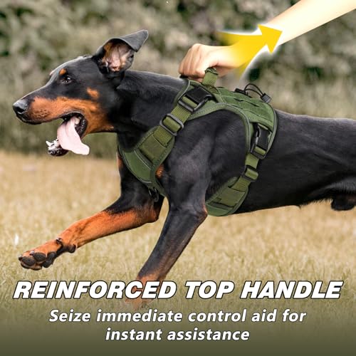 WINGOIN Green Tactical Dog Harness for Small Dogs,No Pull Dog Harness - color: Green, size: Small: 15-30 lbs (Chest:20-26",Neck:15-18")