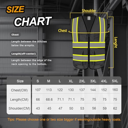 Safety Vest for Men 5 Pockets Mesh High Visibilitv Vest, Grey L - color: Grey, size: Large