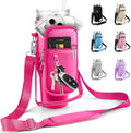 Water Bottle Carrier Bag for Stanley Cup 40 oz with Phone & Storage Pockets - color: Red