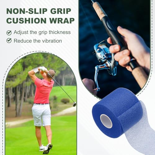 Pre Wrap Tape, Non-Slip Grip Cushion Wrap Prewrap Athletic Tape- Fitting for (Tennis- Badminton - Pickleball - Sports) - color: Dark Blue