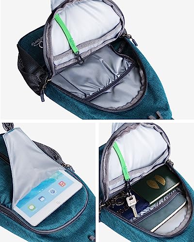 WATERFLY Crossbody Sling Backpack Sling Bag Travel Hiking Daypack - color: Peacock Blue(other Style)