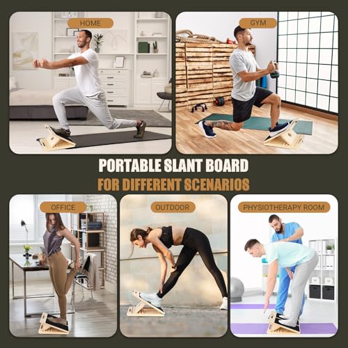 Calf Stretch Slant Board with Resistance Band, 460lb Portable Incline Board