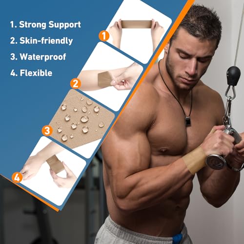 KTQUICK Precut Kinesiology Tape for Thumb Right, 12 PCS, 20% Stronger,Beige - color: Beige, size: RIGHT