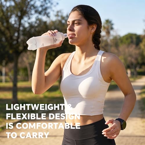 500ml Soft Flask, 2 Pack TPU Collapsible Water Bottle for Running - color: 500ml Grey