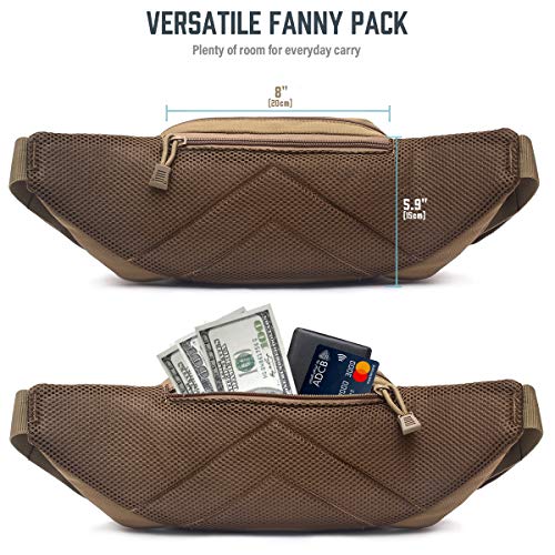 Tactical CCW Fanny Pack for Men Women, Concealed Carry Fanny Pack - color: Khaki