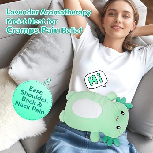 Microwave Heating Pad for Pain Relief, 16" x 11" Microwavable Heating Pads for Cramps, Back Pain, Neck Shoulder, Muscles, Knee, Joints, Natural Heat Pack Moist Heat, Mint Axolotl - size: Mint Axolotl