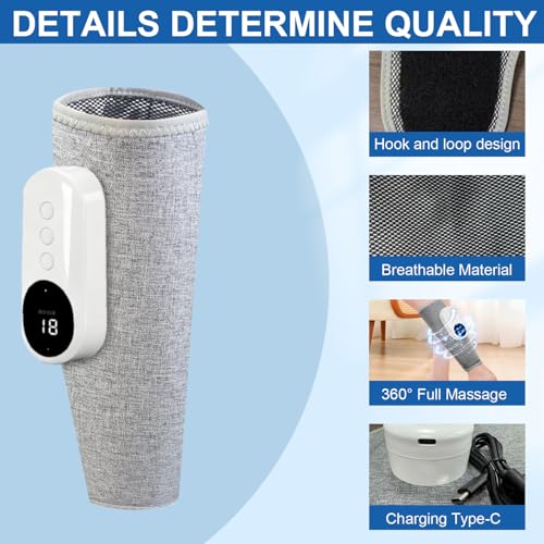 Leg Massager for Pain Relief and Circulation,Calf Air Compression Massager - color: Gray