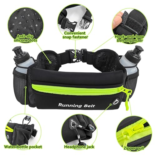 AXEN Running Hydration Belt - Adjustable Waist Pack for Marathon, Triathlon & Hiking | Reflective Safety Design & Phone Pocket