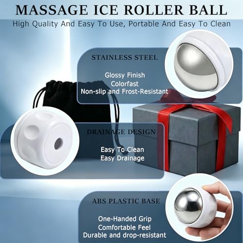 Massage Ice Roller Ball, Roller for Muscles Deep Tissue Cold & Heat Therapy - color: White