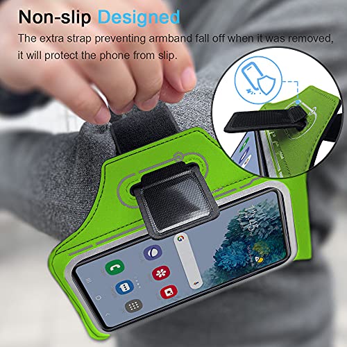 Armband for Samsung Galaxy S26 S25 S24 S23 S22 Ultra/Plus/FE, Gym Running Workouts Arm Band with Earbuds Holder (Green) - color: Green