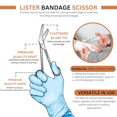 ProMaxCare Trauma Shears 5.5" – Professional EMS Scissors for Nurses, Paramedics & First Responders – Surgical Stainless Steel Bandage & Medical Shears with Safety Blunt Tip (Silver)