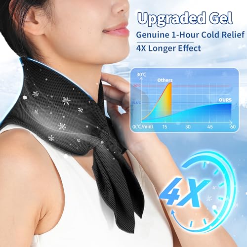 Widened Cooling Neck Wraps Long Lasting Neck Ice Pack Wrap - color: Black